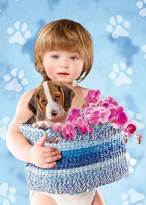 Enfant avec beagle