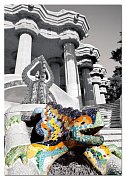 Parc guell, barcelone, espagne - monochrome